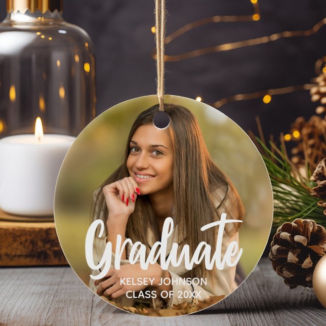 Décoration En Céramique Chic Graduate Photo Moderne Personnalisé 2023 Grad (Créateur téléchargé)