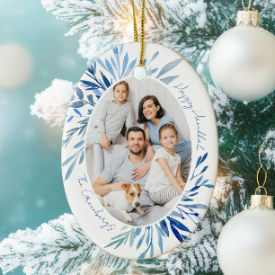 Décoration En Céramique Chic Happy Hanoukka Family Photo Blue