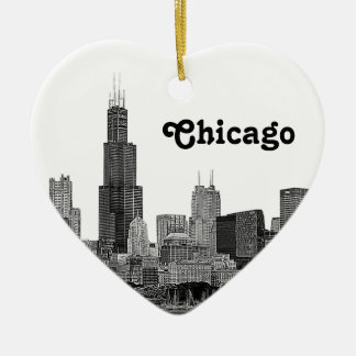 Décoration En Céramique Chicago Skyline Gravé
