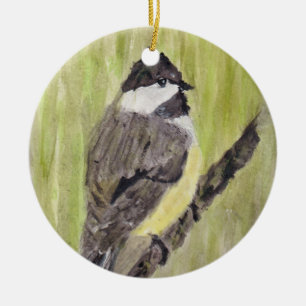 Décoration En Céramique Chickadee Bird - peinture acrylique.