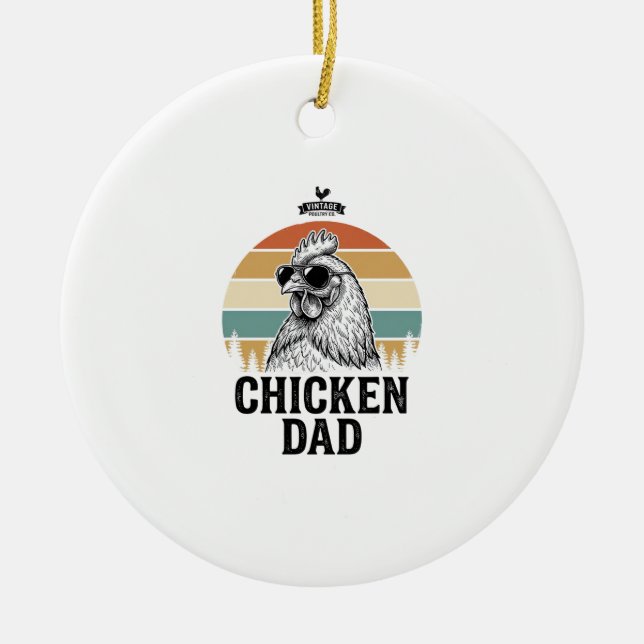 Décoration En Céramique Chicken Dad Vintage Sunset Funny Chicken Lover Shi (Devant)