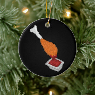 Décoration En Céramique Chicken Drumstick Dipped In Ketchup