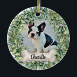 Décoration En Céramique Chien 2 Côté 2 Photo Nom de la couronne Année Céra<br><div class="desc">Partagez des souvenirs spéciaux de votre chien avec ce 2 côtés, 2 ornement photo, avec une belle couronne de Noël aquarelle, avec le nom du chiot écrit sur un os. Le dos de l'ornement présente l'année sur l'os. (CONSEIL DU DESIGNER : Pour obtenir les meilleurs résultats et les plus rapides,...</div>