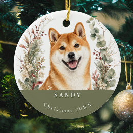 Décoration En Céramique Chien Akita Noël Aquarelle