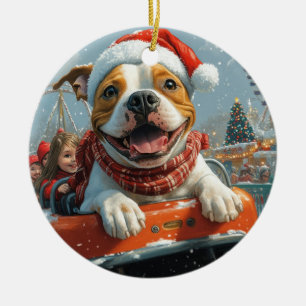 Décoration En Céramique Chien American Staffordshire Noël