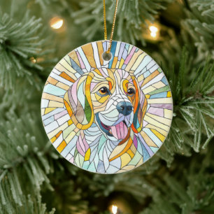 Décoration En Céramique Chien beagle - Art Mosaïque coloré