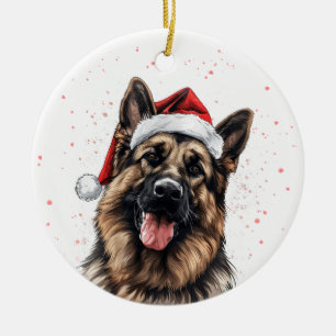 Décoration En Céramique Chien Berger Allemand Joyeux Noël Personnalisé