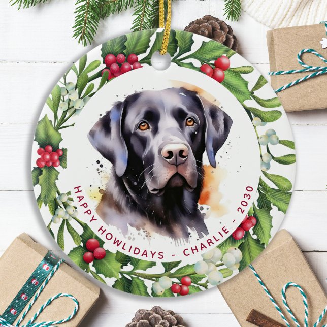 Décoration En Céramique Chien Black Labrador Guirlande personnalisée Noël (Créateur téléchargé)