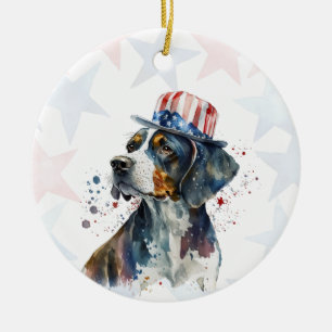 Décoration En Céramique Chien Bluetick coonhound, 4 juillet Personnalisé