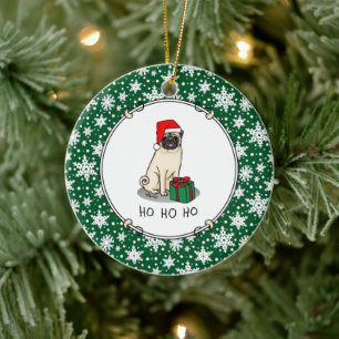 Décoration En Céramique Chien Carlin de Noël de Noël de Père Noël (faon cl