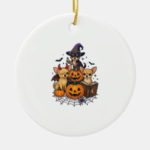 Décoration En Céramique Chien Chihuahua Halloween Citrouilles Chapeau de S