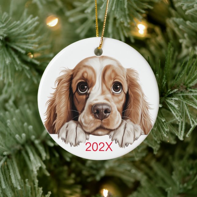 Décoration En Céramique Chien Cockerel de Noël personnalisé (Arbre)