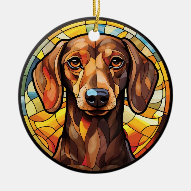 Décoration En Céramique Chien Dachsund en verre doux (Devant)