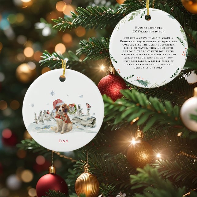 Décoration En Céramique Chien d'aquarelle Kooikerhondje | Monogramme (Créateur téléchargé)