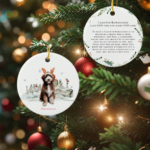 Décoration En Céramique Chien d'aquarelle Lagotto Romagnolo   Monogramme