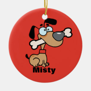 Décoration En Céramique Chien de bande dessinée avec un os en son ornemen