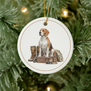 Décoration En Céramique Chien de chasse de style vintage à l'aquarelle