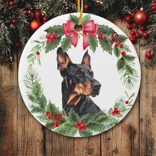 Décoration En Céramique Chien de Doberman Pinscher, courge de fer rouge Ho