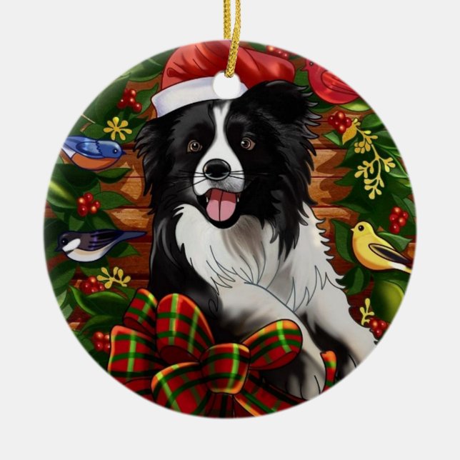 Décoration En Céramique Chien de Noël (Devant)