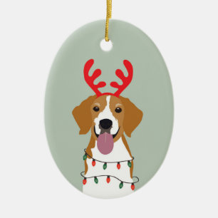 Décoration En Céramique Chien de Noël beagle Joyeux Woofmas