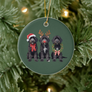 Décoration En Céramique Chien de Noël Goldendoodle noir Maman Doodle Hiver