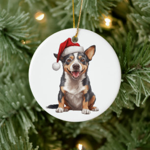 Décoration En Céramique Chien de Noël personnalisé amusant chien de bétail