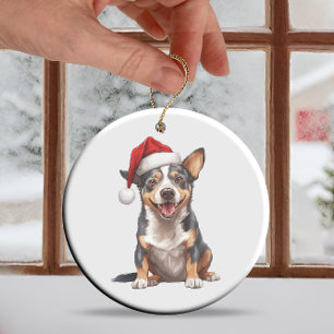 Décoration En Céramique Chien de Noël personnalisé amusant chien de bétail
