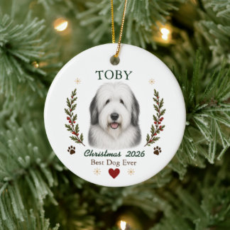 Décoration En Céramique Chien de Noël personnalisé Old English Sheepdog No