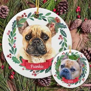 Décoration En Céramique Chien de Noël Personnalisé Photo Chien de Noël Chi