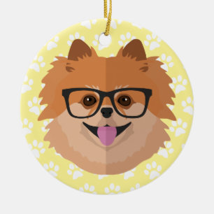 Décoration En Céramique Chien de Pomeranian en cadeau mignon nerd de
