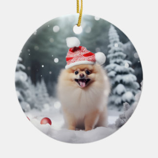 Décoration En Céramique Chien de Poméranie Keepsaké de Noël