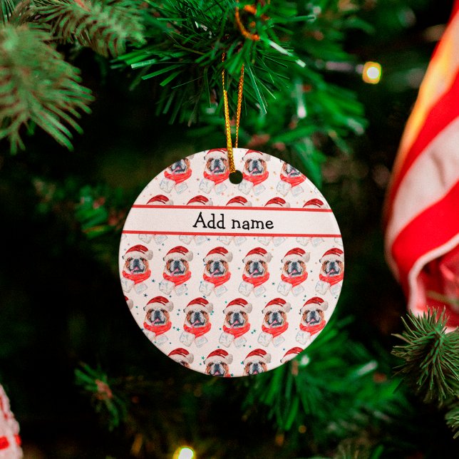 Décoration En Céramique Chien de race anglaise Bulldog Noël (Créateur téléchargé)