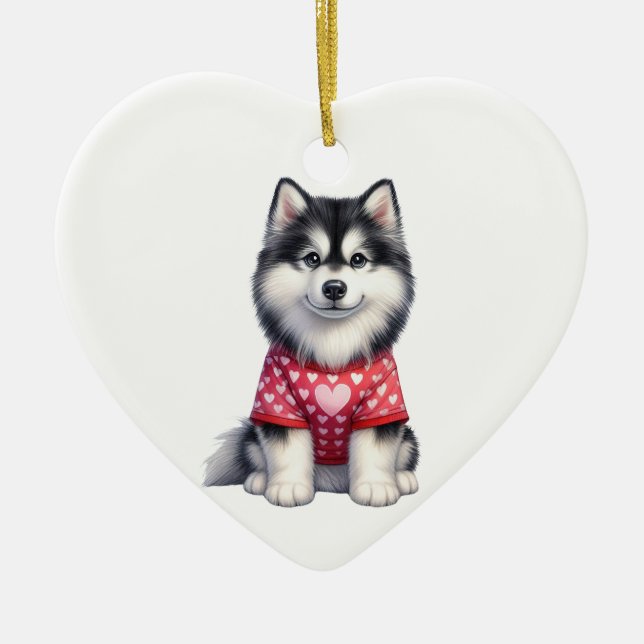 Décoration En Céramique Chien de Sibérie Husky Valentine (Devant)