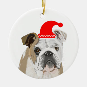 Décoration En Céramique Chien de taureaux anglais portant un chapeau de P