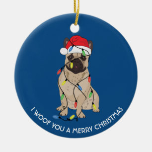 Décoration En Céramique Chien de taureaux français avec lumières de Noël N