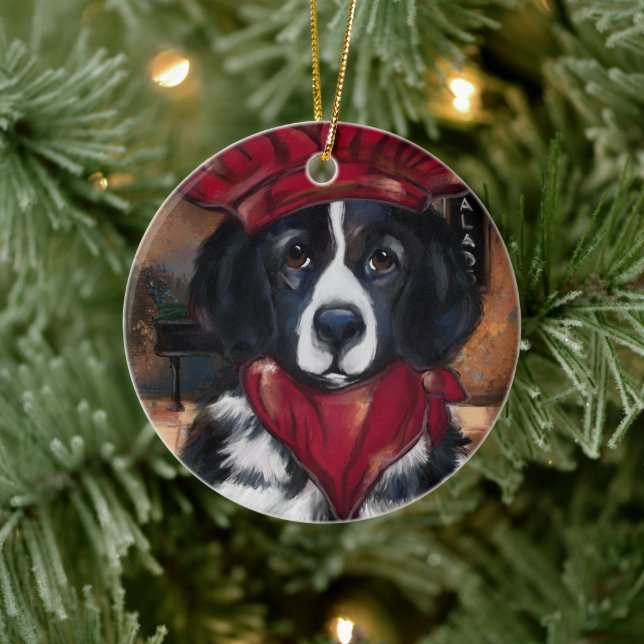 Décoration En Céramique Chien de Terre-Neuve       (Arbre)