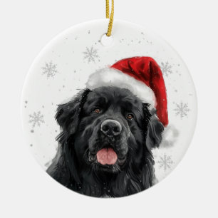 Décoration En Céramique Chien de Terre-Neuve Noël Personnalisé