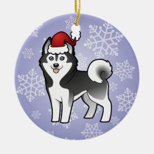 Décoration En Céramique Chien de traîneau sibérien de Noël/Malamute