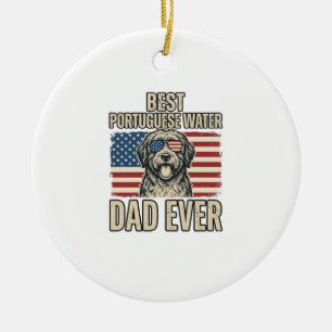 Décoration En Céramique Chien d'eau portugais Papa Patriotique Vintage