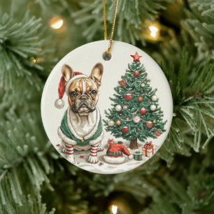 Décoration En Céramique Chien d'Elf de Chien de Noël