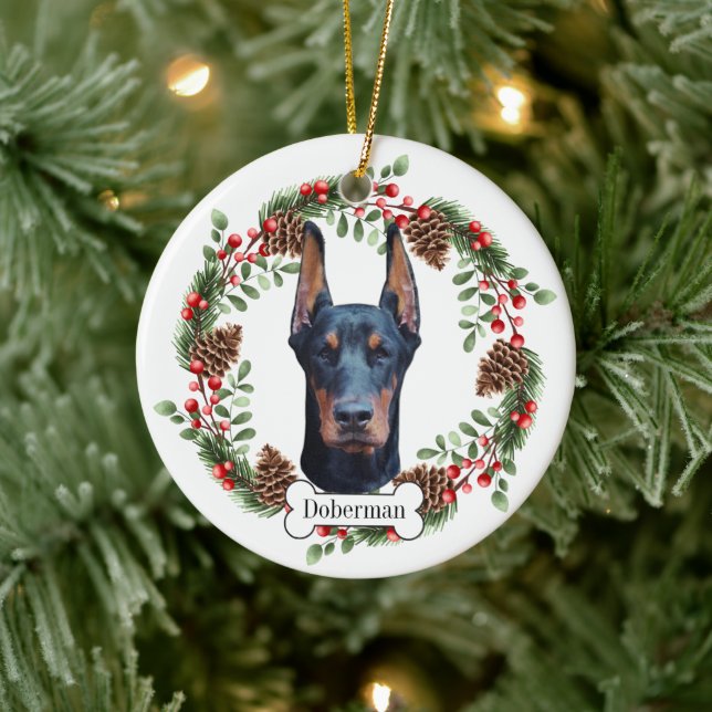 Décoration En Céramique Chien Doberman Pinscher (Arbre)