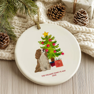 Décoration En Céramique Chien espagnol Noël personnalisé
