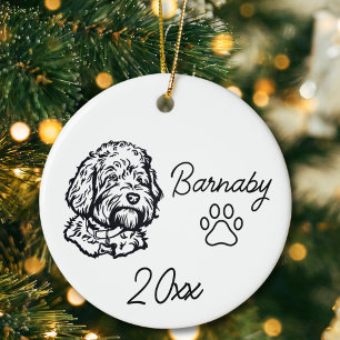 Décoration En Céramique Chien Goldendoodle Nom personnalisé & ligne artist
