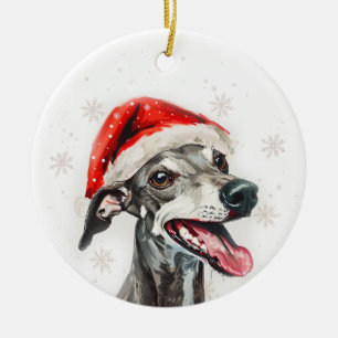 Décoration En Céramique Chien Greyhound Noël Personnalisé