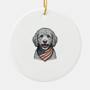 Décoration En Céramique Chien gribouillé patriotique Gravure vintage vecte