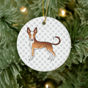 Décoration En Céramique Chien Ibizan Hound à poil lisse rouge et blanc et