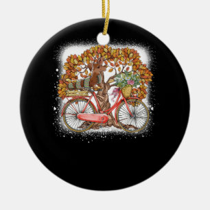 Décoration En Céramique Chien Leaf Automne Cyclisme Automne Drôle Dachshun