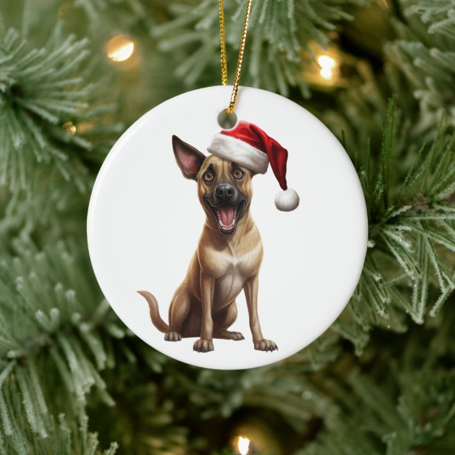 Décoration En Céramique Chien Malinois Belge Sur Mesure (Arbre)
