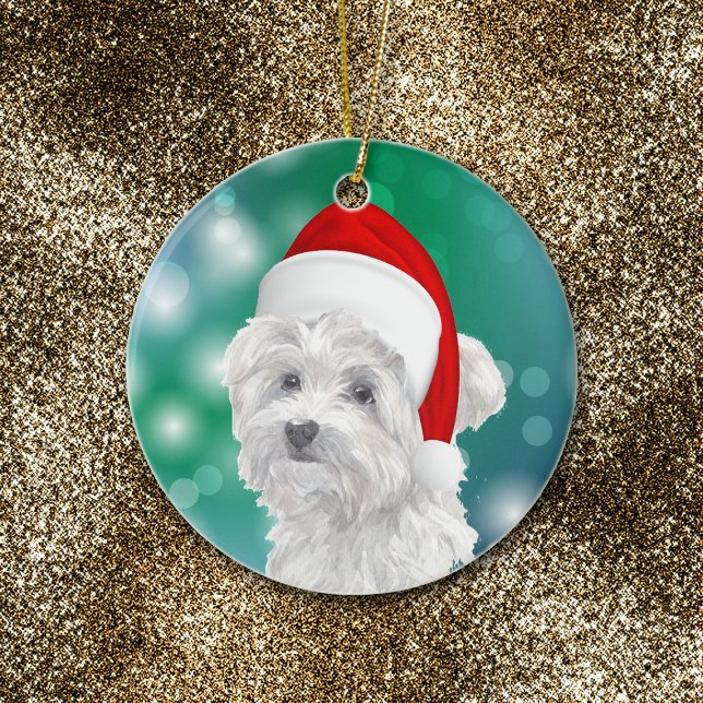 Décoration En Céramique Chien maltais Rouge Père Noël (Créateur téléchargé)
