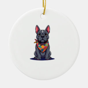 Décoration En Céramique Chien mignon Pitbull Frenchie avec Art de bandana